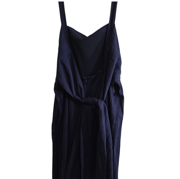 NWT Finders Keepers Limoncello Jumpsuit Navy Cropped Wide Leg Tie Back 10 Linen - Picture 8 of 13